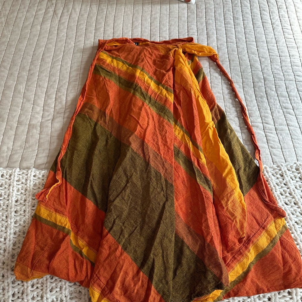 Jayli Vibrant Orange, Yellow, & Green Maxi Skirt